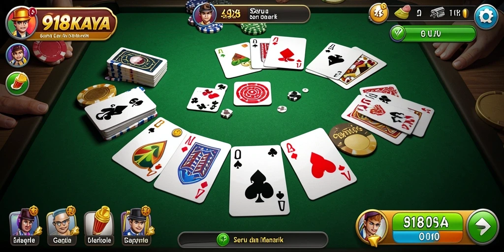 Screenshot menunjukkan pemain menikmati permainan Gaple di 918KAYA.