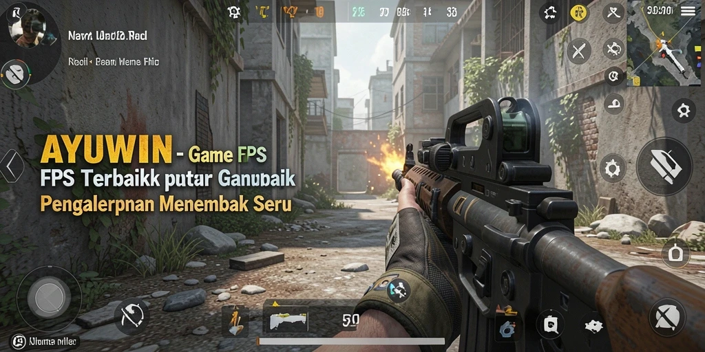 Screenshot AYUWIN menampilkan aksi tembak-menembak seru dalam game FPS.